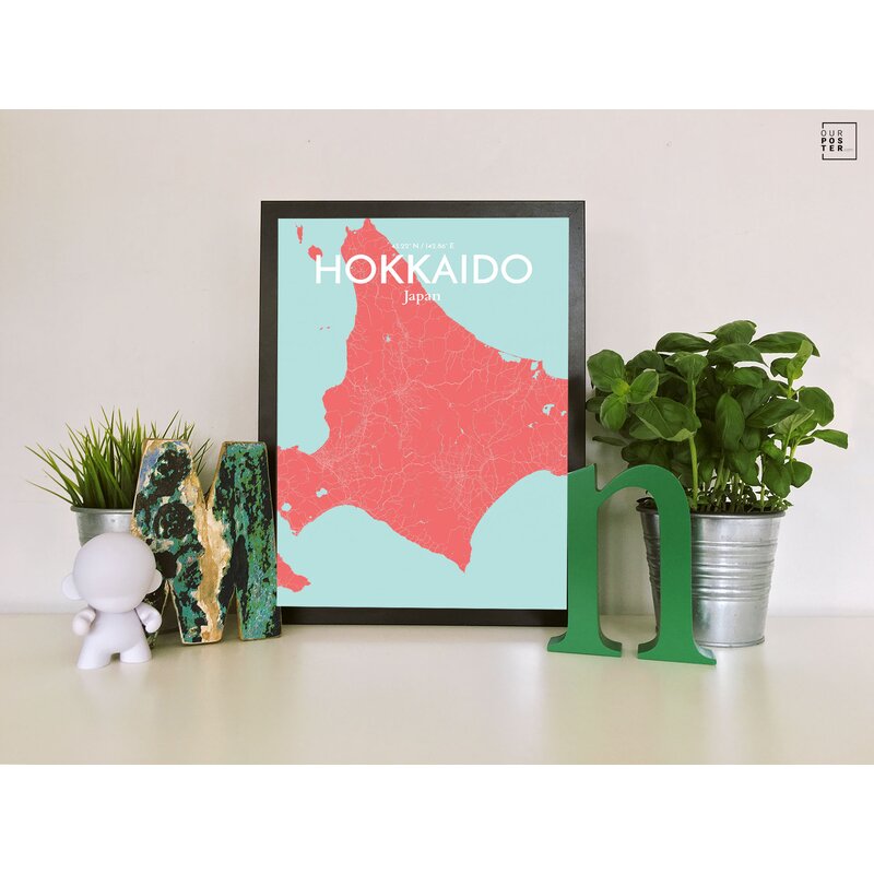 OurPoster Com Hokkaido City Map On Paper Print Wayfair   Hokkaido City Map On Paper Print 